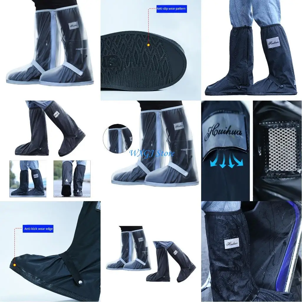 37JE Anti Slip Motorcycle Shoe Cover Outdoor Waterproof Shoe Covers for Wet Rides