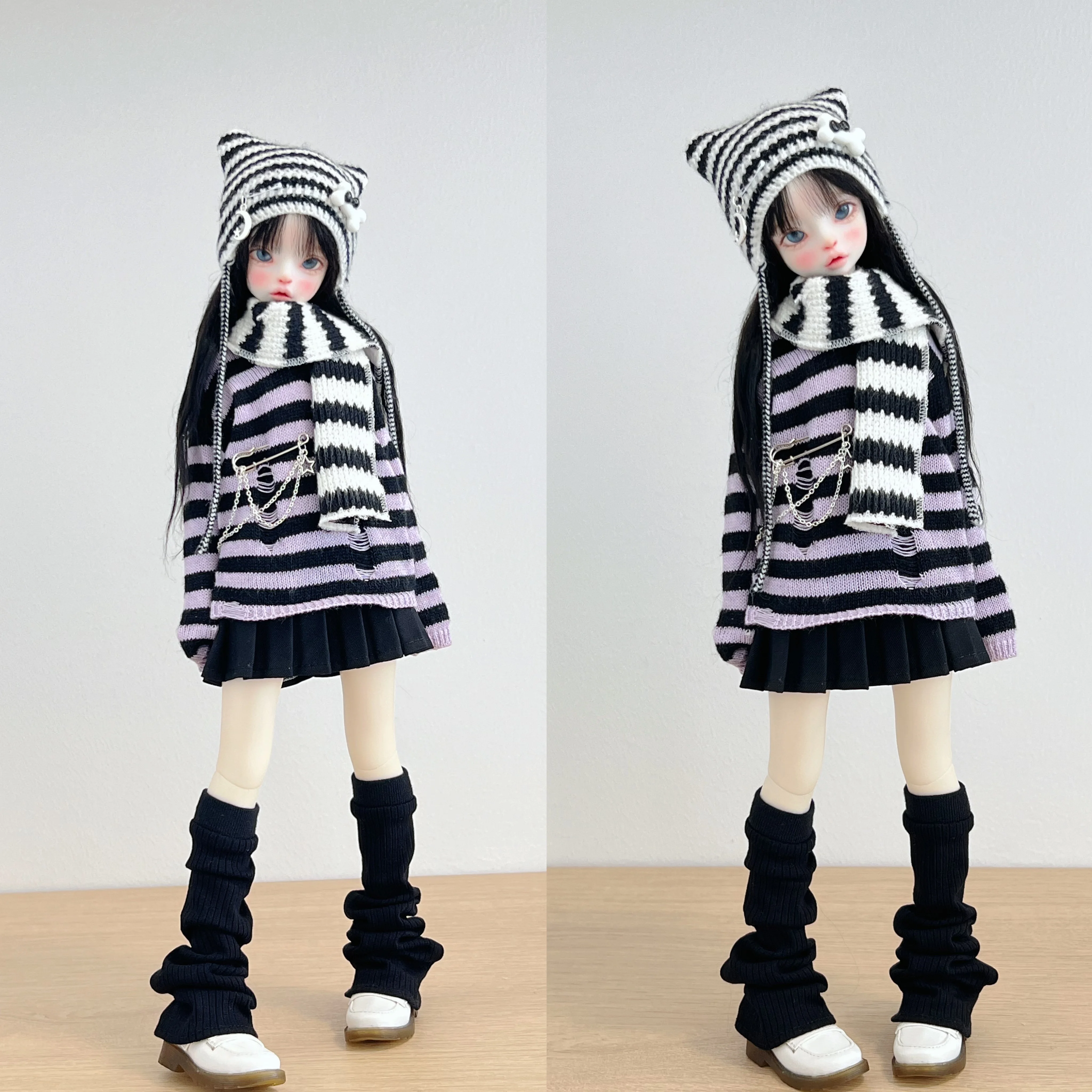 1/4 Bjd Doll Hole Sweater Versatile Pants Academy Style Pleated Skirt Graduation Dress 1/3 Bjd Doll Hat For Blythe Doll Head