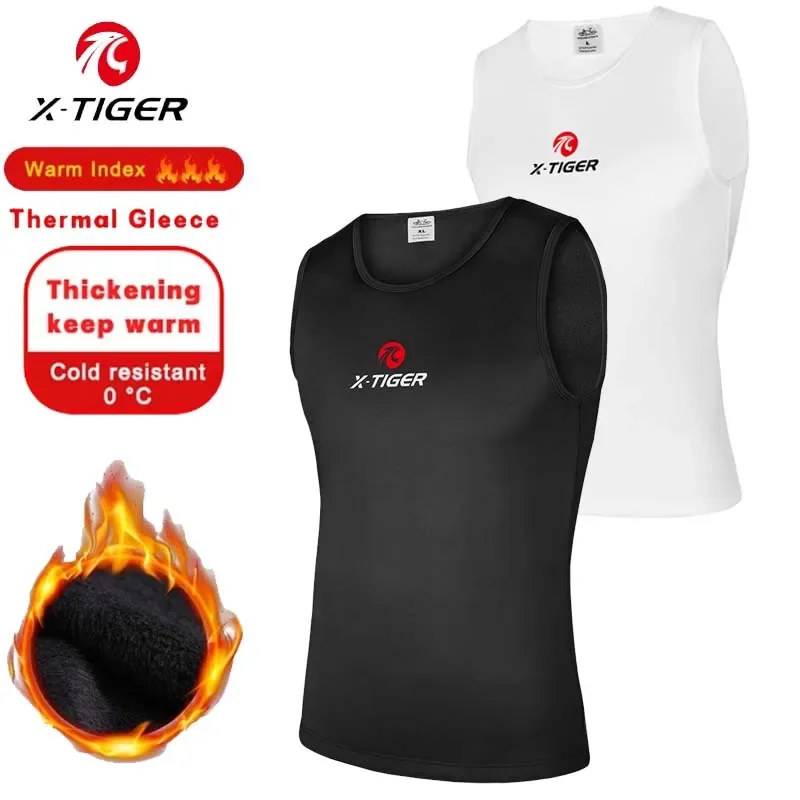 X-TIGER Winter Thermal Cycling Base Layer Sleeveless Fleece Sports Bike Jerseys Shirt Warm Bike Underwear Bicycle Keep Warm