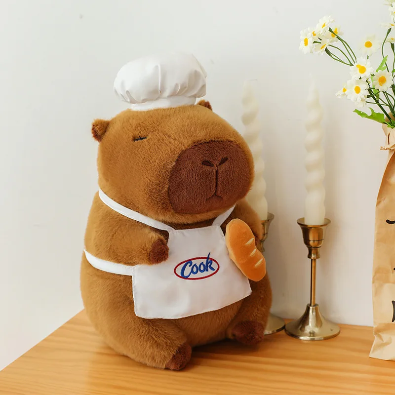 Juguete de peluche Kawaii, muñeco de peluche, bonito Chef, capibara, pan, juguete suave para niños, regalo de cumpleaños para niñas y niños, premio de gran tamaño