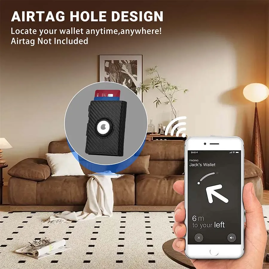 تتفاعل حامل بطاقة الائتمان الرجال محافظ ل أبل Airtag ألياف الكربون حامل البطاقة محفظة نسائية للعملات المعدنية محافظ صغيرة الحد الأدنى لعلامة الهواء