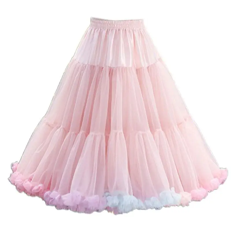 P9FE Frauen Elastische Taille Tüll Petticoat Regenbogen Wolke Tutu Pettiskirt – Detail 4