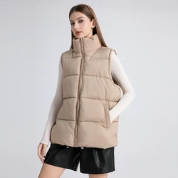 Gilet imbottito invernale da donna giacca senza maniche in cotone imbottito con colletto alla coreana Parka