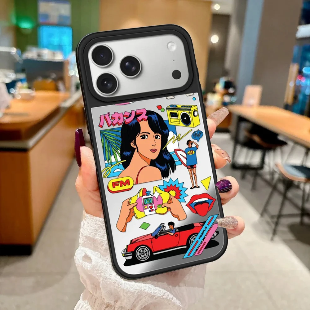 Anime Record Mirror Surface Magnetic Phone Case Cover for IPhone 12 13 14 15 16 17 Pro Max Case for IPhone Air