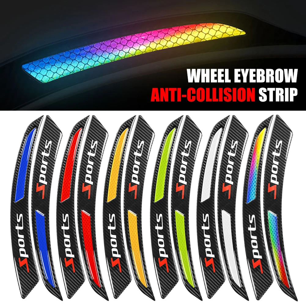 2023 New 1 Pair Auto Reflective Strips Car Wheel Arch Trim Reflective Anti-collision Strip Fender Flare Edge Trim Protector