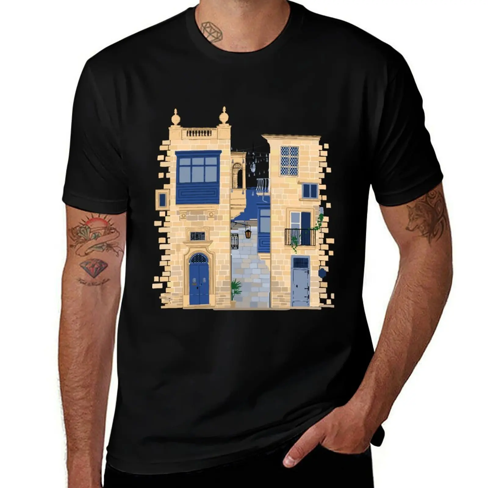 

Maltese houses T-Shirt man clothes cotton man t-shirts anime stuff valentines boutique clothes Men's cotton t-shirt