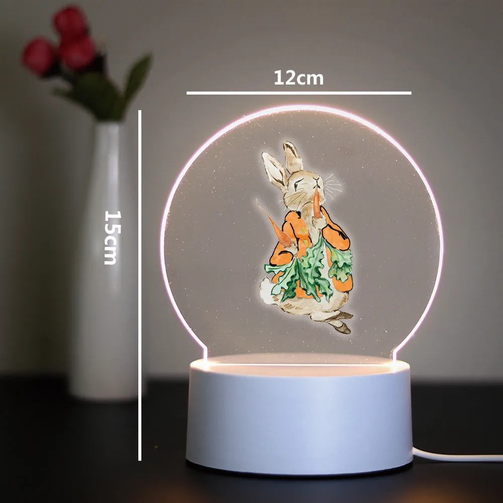 Peter Rabbit 3D Led Indoor Lighting Gifts Usb Powered & Battery Operated Optical Illusion Table Lamp With Remote Control