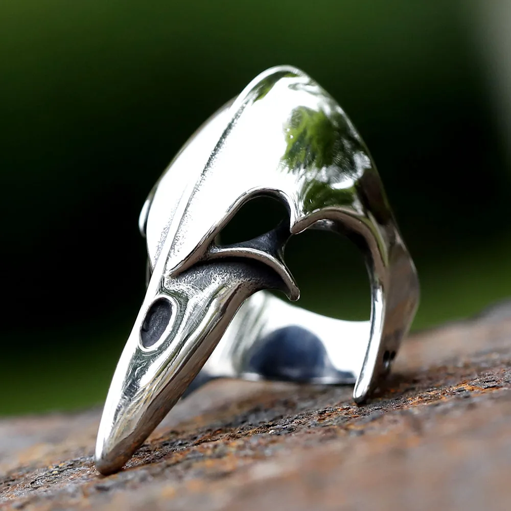 

2023 NEW Men's 316L stainless steel rings Nordic VIKING Odin Raven head Animal Amulet fashion Jewelry for Gifts free shipping