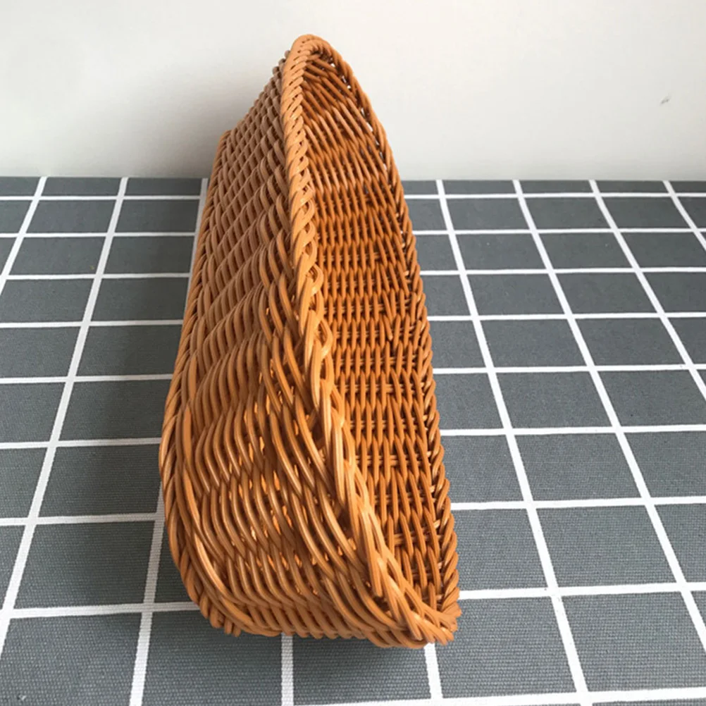 

2pcs Plastic Woven Snack Basket Egg Holder Bread Organizer Storage Fruit Basket For Home Kitchen Decoration Pantry Reusable