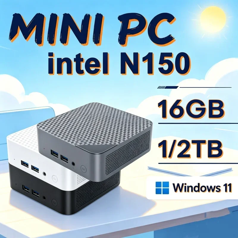 Intel Core N150 Mini Desktop 16GB RAM 1TB 2TB SSD 4K Output WiFi6 BT5.2 Solid Office Home Pro Max