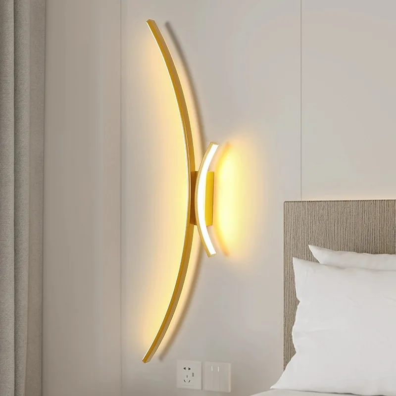 Creative Wall Lamp Nordic Modern Black Gold Living Room Sofa Background Wall Decoration LED Lights Bedroom Lamp Simple Sconces