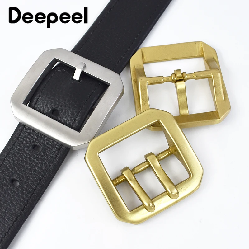 Deepeel 40mm Pure Brass Belt Buckles Men Pin Buckle Stainless Steel Belts Head DIY Leather Craft Accessory for 38-39mm Waistband