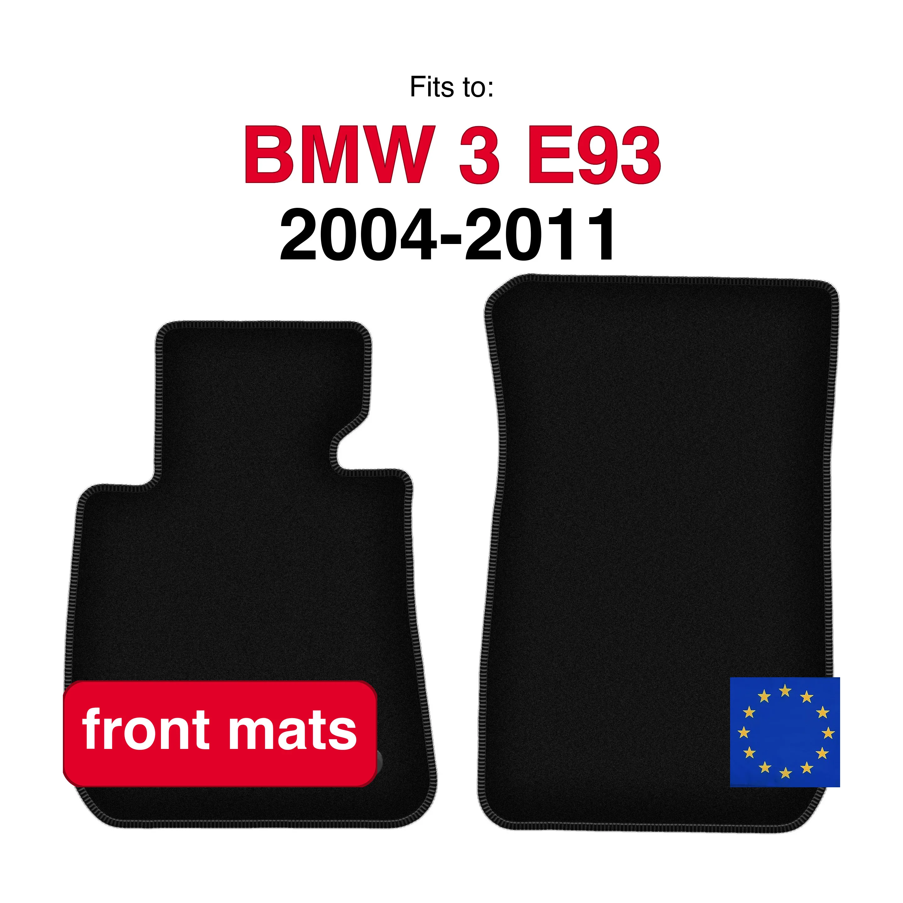 Velours vloermatten voor BMW 3 E93 cabriolet (2004-2011) - Zwart (2 stuks) set auto vloermatten voor