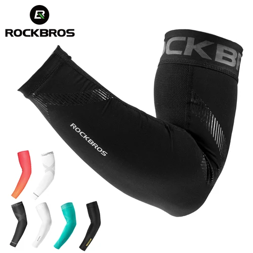 ROCKBROS-manguitos de tela de hielo para ciclismo, calentadores de baloncesto, manga para correr, calentadores de brazos para bicicleta, Camping, deportes de verano