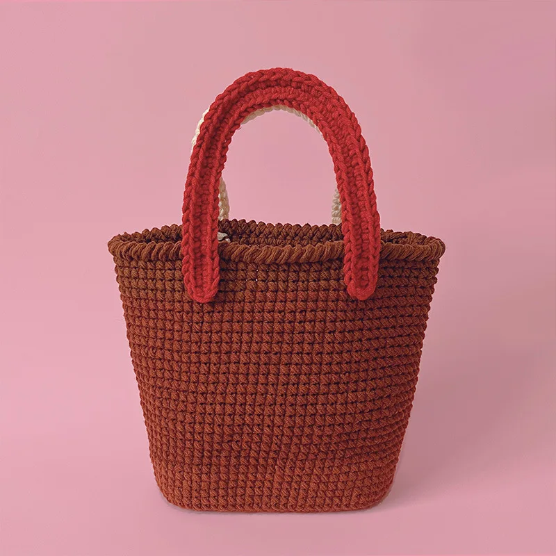 New Hot DIY Hand-knitted Crochet Vintage Wool Rose Assorted Colors Wool Handbag