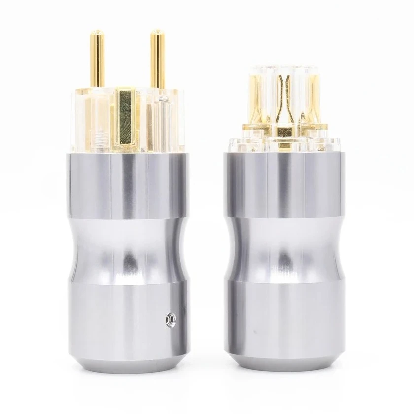 Krell 24K pozłacana europejska standardowa męska wtyczka zasilania sieciowego Audio HIFI europejskie żeńskie gniazdo zasilania