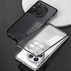 For OnePlus 12 Case,Metal Aluminium Magnet Shockproof Shell,Camera Protection Back Transparent Phone Case Funda For Oneplus 12