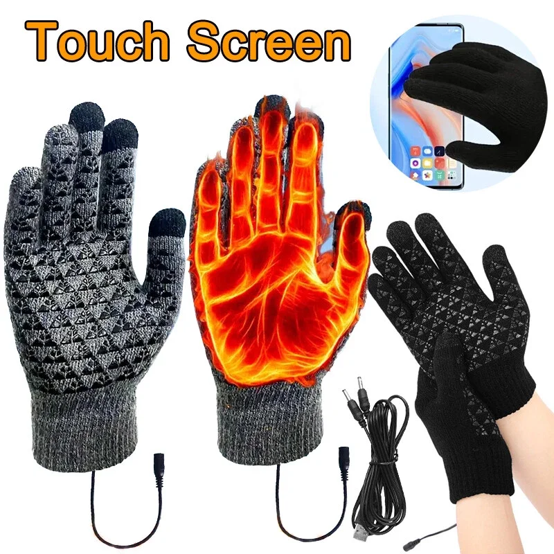 

Winter Cycling Electric Heated Gloves Sports Running Motorcycle Skiing Touch Screen Fleece Gloves Non-slip Warm Full Fingers