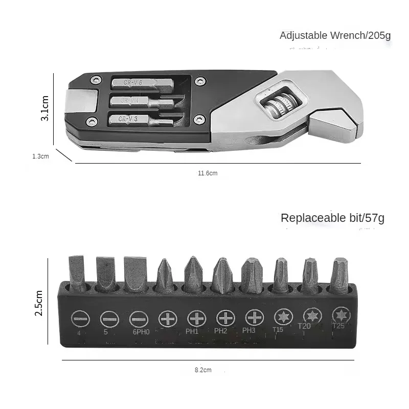 

13 Bits Knife Stainless Steel Outdoor Home DIY Hand Tools Mini Multi-Function Adjustable Wrench Portable Screwdriver