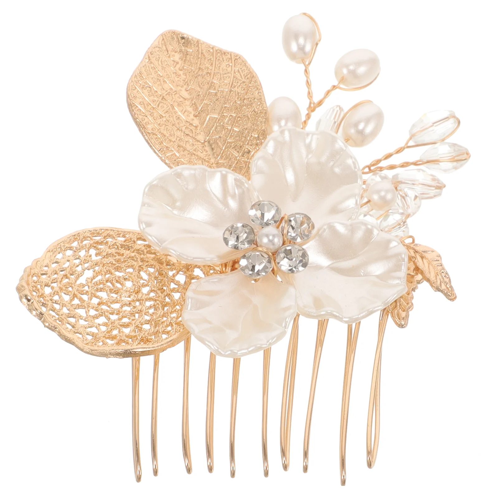 

Accessories Gold Leaf Side Comb Miss Hair Clips Imitation Pearls Combs for Women