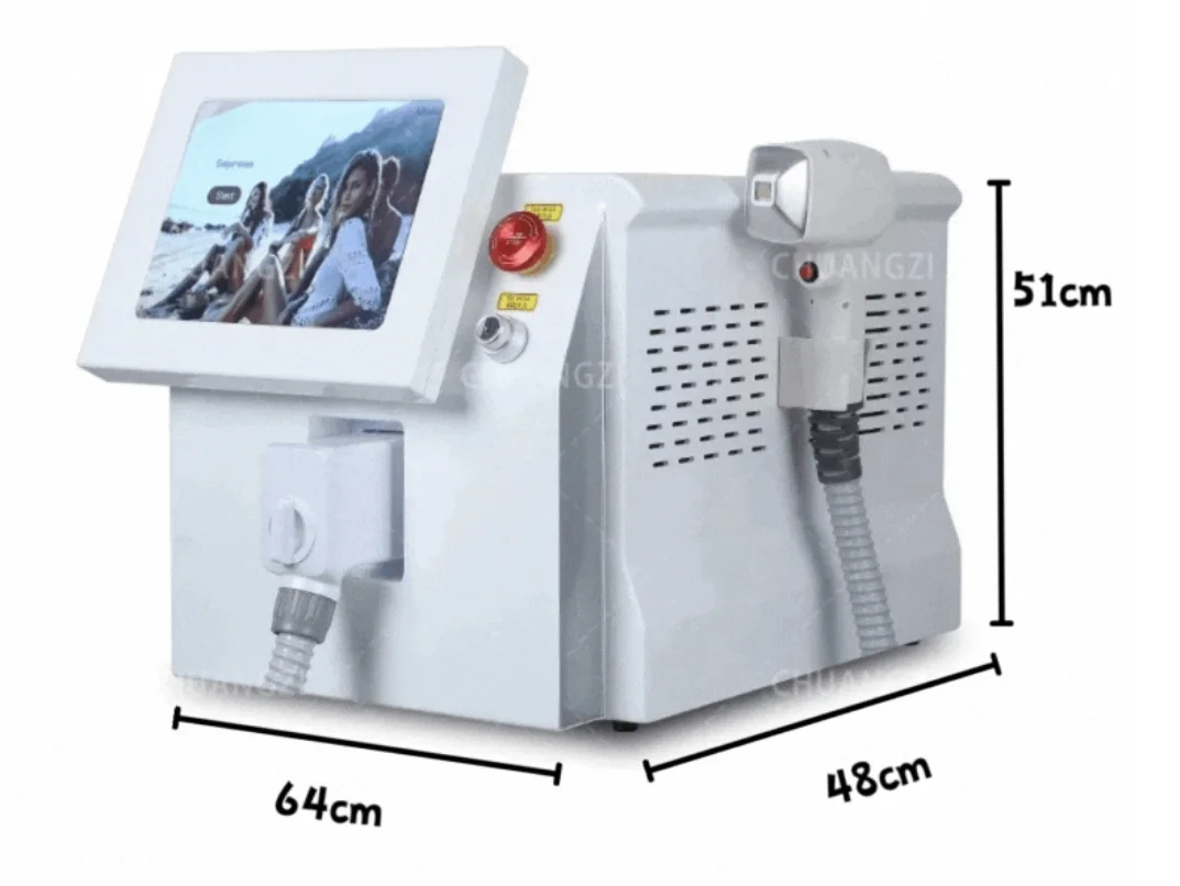 Intelligente 3-Wellenlänge 755 nm 808 nm 1064 nm Diodenlaser-Haarentfernungsmaschine, geeignet für alle Hauttöne, stellt seidige, glatte Haut wieder her