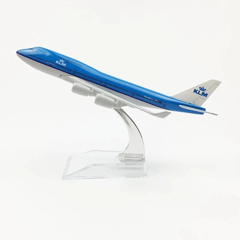 

16CM Airplane Model Scale 747 KLM b747 Aircraft Model Miniature Authentic Collectible Gift Static plane Replica Alloy Material