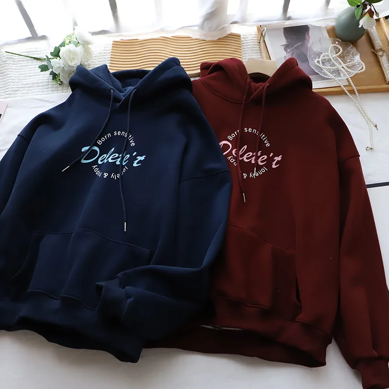 ay سترة نسائية بقلنسوة Jaet 2025 جديد لخريف وشتاء Thiened Fce بلوزة أمريكية فضفاضة كبيرة الحجم للنساء #3