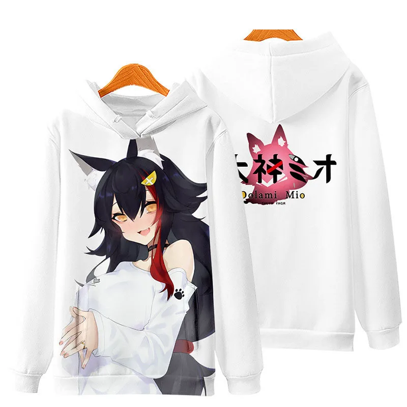 Hololive Vtuber Ookami Mio Cosplay Hoodie Anime 3d Print Heren/Vrouwen Herfst Hoodies Sweatshirt Lange Mouw Pollover Jassen