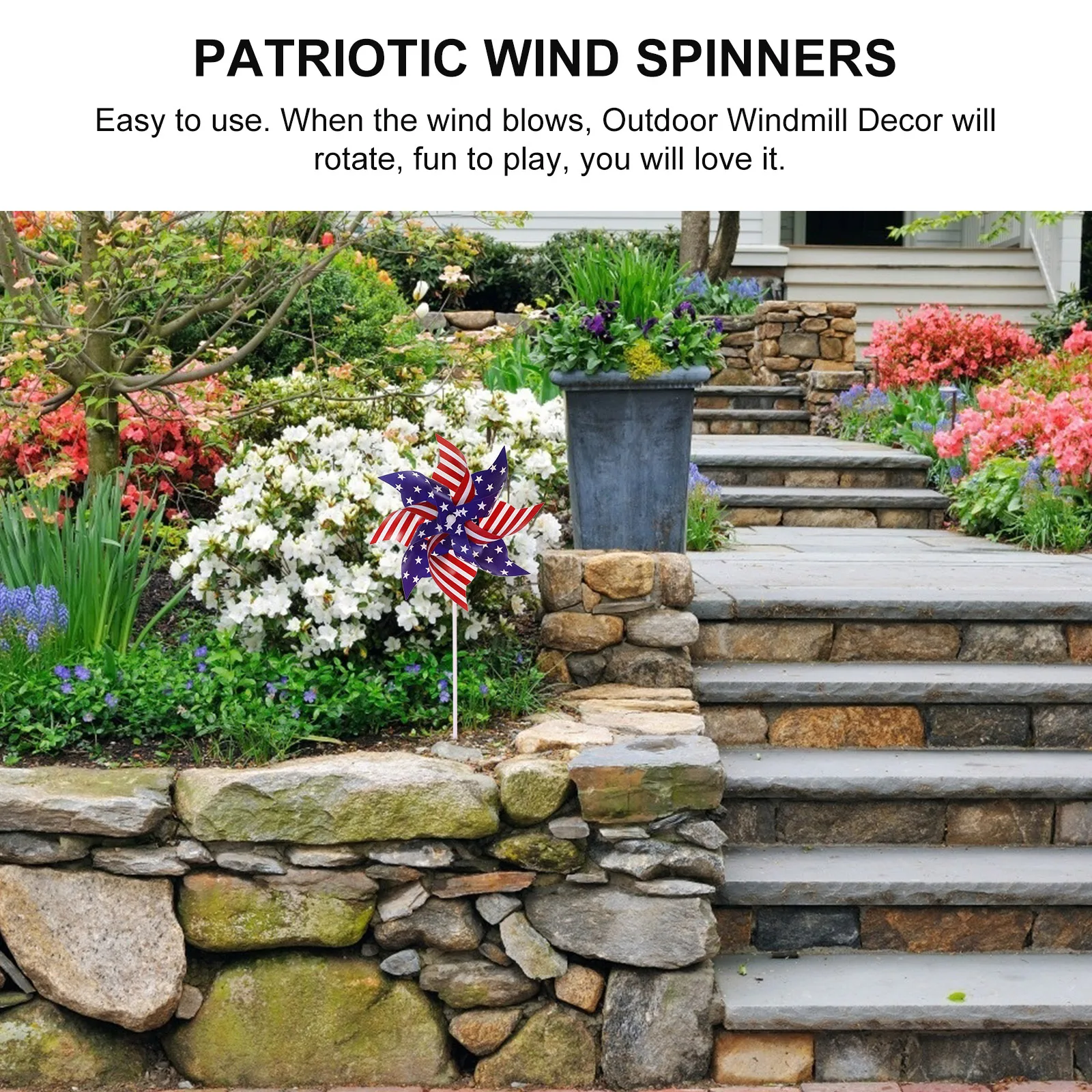 

12 Pcs Patriotic Windmills Garden Stake Windmill Decor Garden Stake Independence Day Pinwheel Memorial Spinner Outdoor Fun