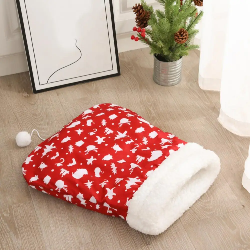 Cat Hibernation Bed Warm Cat Hibernation Bed Cozy Plush Cat Sleeping Bag for Winter Semi-enclosed Bed Cave 360-degree for Indoor