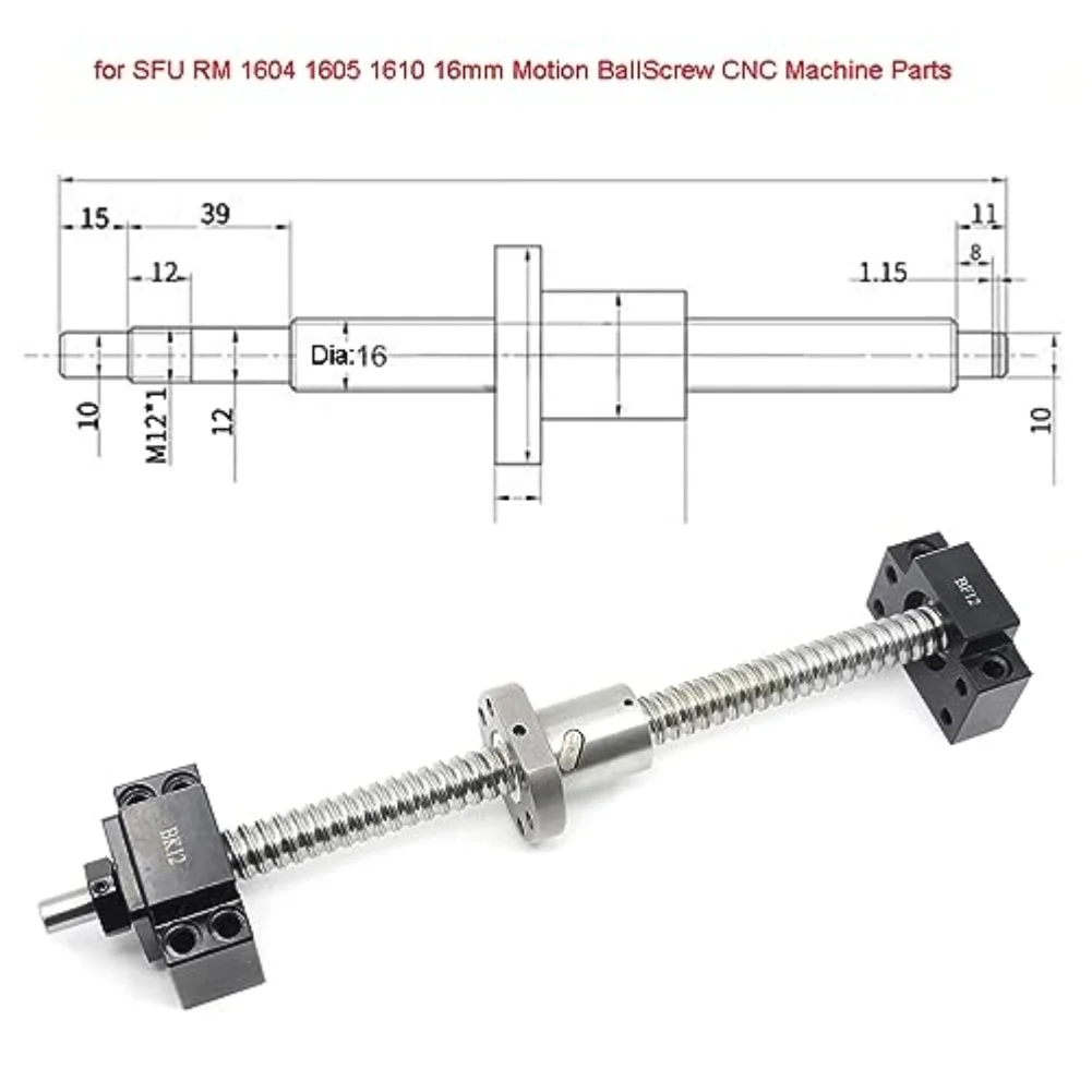 Ball Screw Support Set including BK12 and BF12 High Rigidity Bearing Seat for SFU1605 Essential for CNC Parts Replacement
