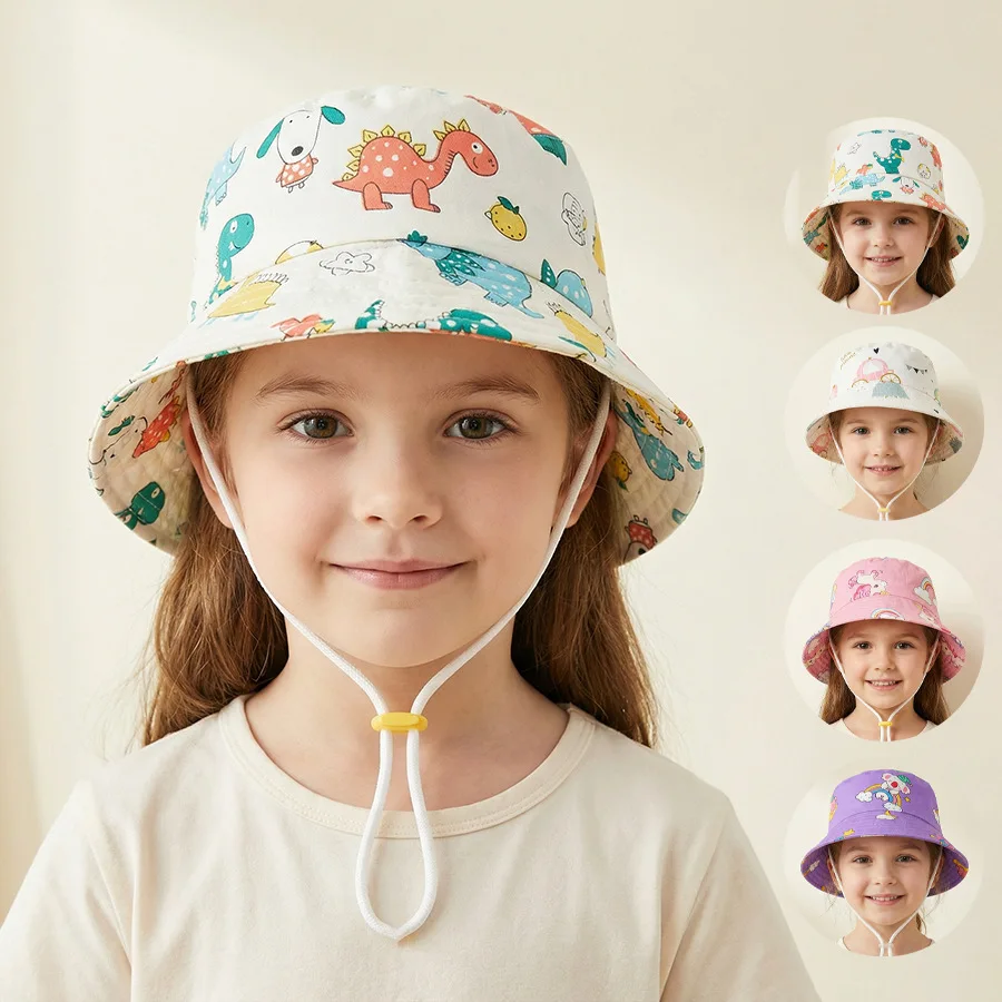 

Fisherman hat children's spring and summer cartoon dinosaur mesh cap new outdoor sun protection hat for boys and girls, children