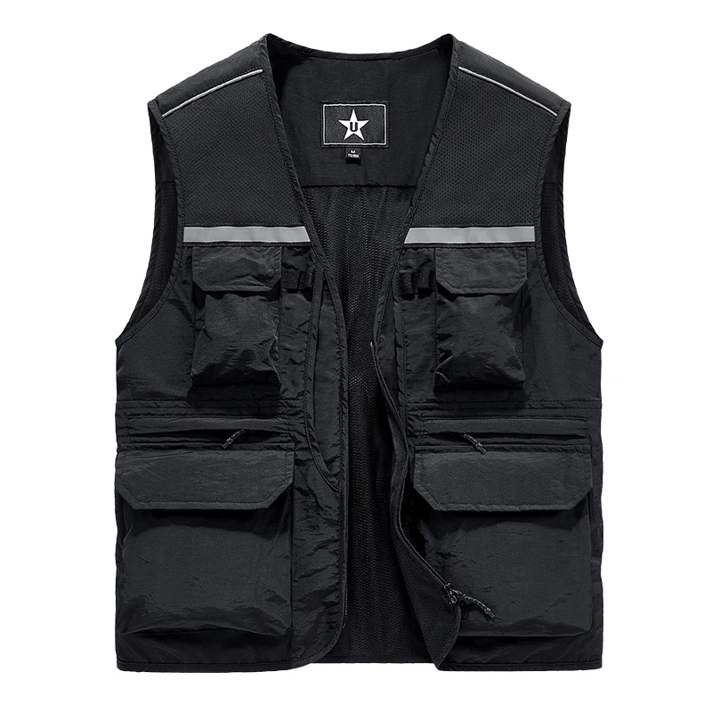 

Male Fishing Photography Large Size Vest Men's Outdoor Reflect Light Vests Men Spring Autumn Tooling Vest Waistcoats