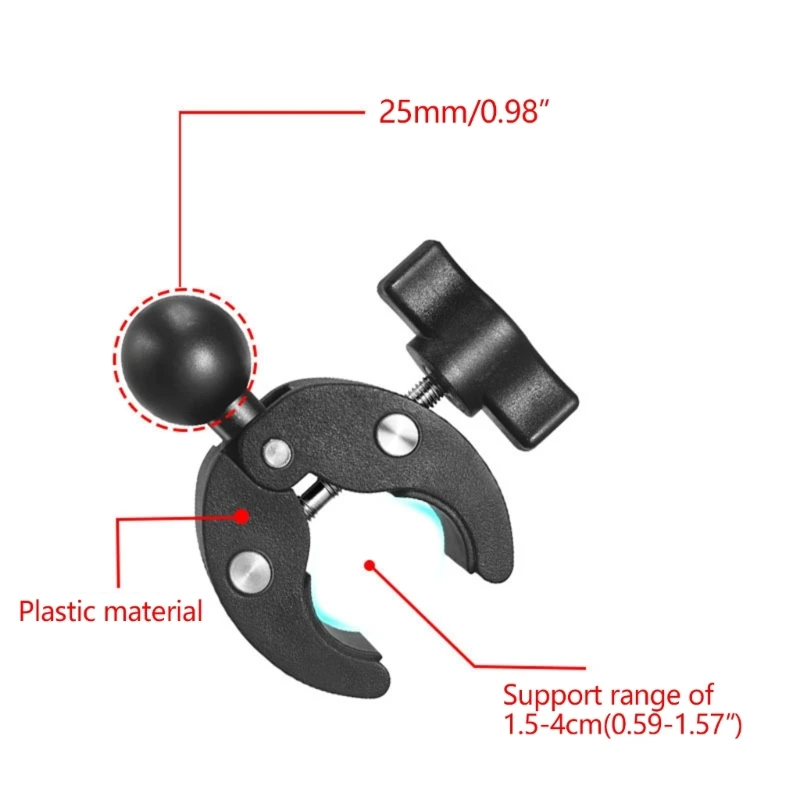 25mm Ballhead Double for Head Clamp Kit Motorcycle Double C for Head Clip Action Camera Bracket L41E