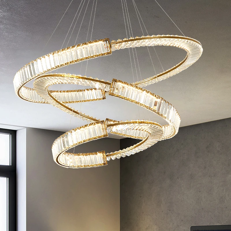 

Современная круглая подвесная люстра в виде кольца для гостиной, дизайнерская лампа с комбинированным дизайном, роскошное украшение для дома