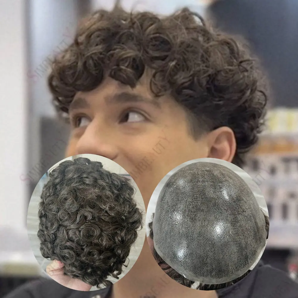 

Мужской парик-накладка 20 мм с естественной линией роста волос, 100% натуральные волосы Реми, незаметная тонкая кожаная основа, система замещения для мужчин с седыми волосами, протез