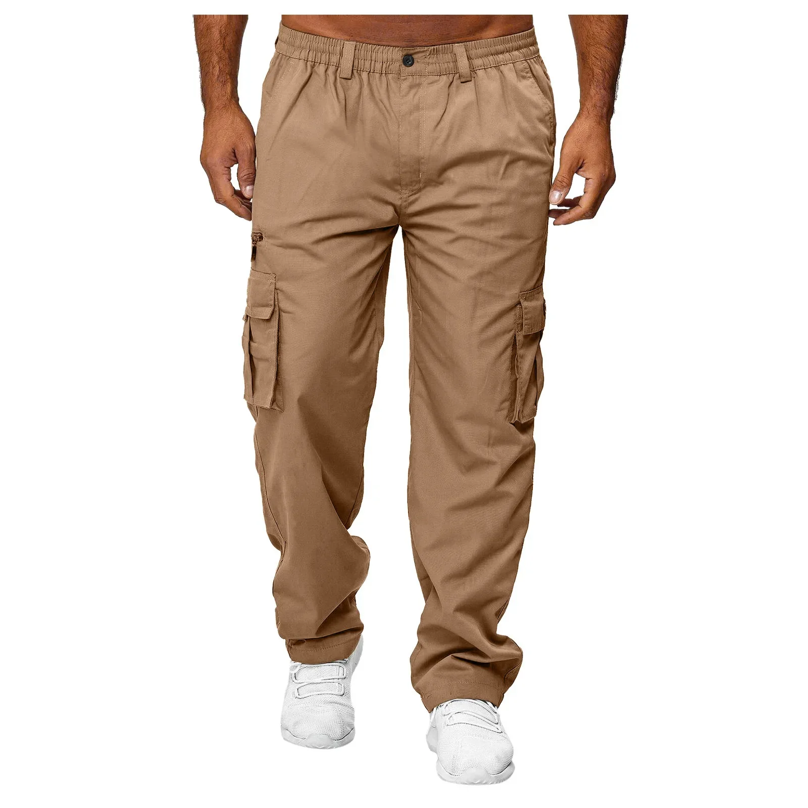 Men's Casual Straight-Leg Loose-Fit Cargo Pants Multiple Pockets Multicolor Workwear Trousers For Sports And Fitness Outdoors