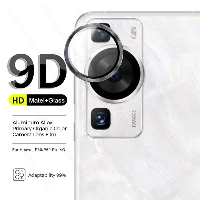 9D Curved Camera Protective Glass For Huawei P60 Pro 4G Case Matel Ring Lens Cover On Huawey Hauwei P 60 Pro P60pro Huaweip60 4G