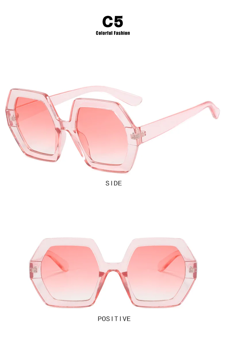 Übergroße polygon gelbe Damen Ssun glasses Mode Vintage große quadratische Sonnenbrille weibliche Luxusmarke Punk Brillen schirme – Detail 9