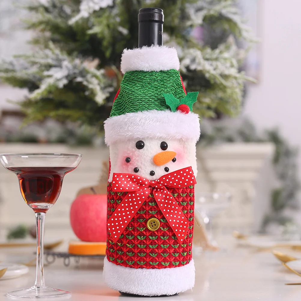 

3pcs Christmas Wine Bottle Cover Lovely Gift Pouch Festive Holiday Decoration Xmas Party Ornament Table Decor Wine Accessories