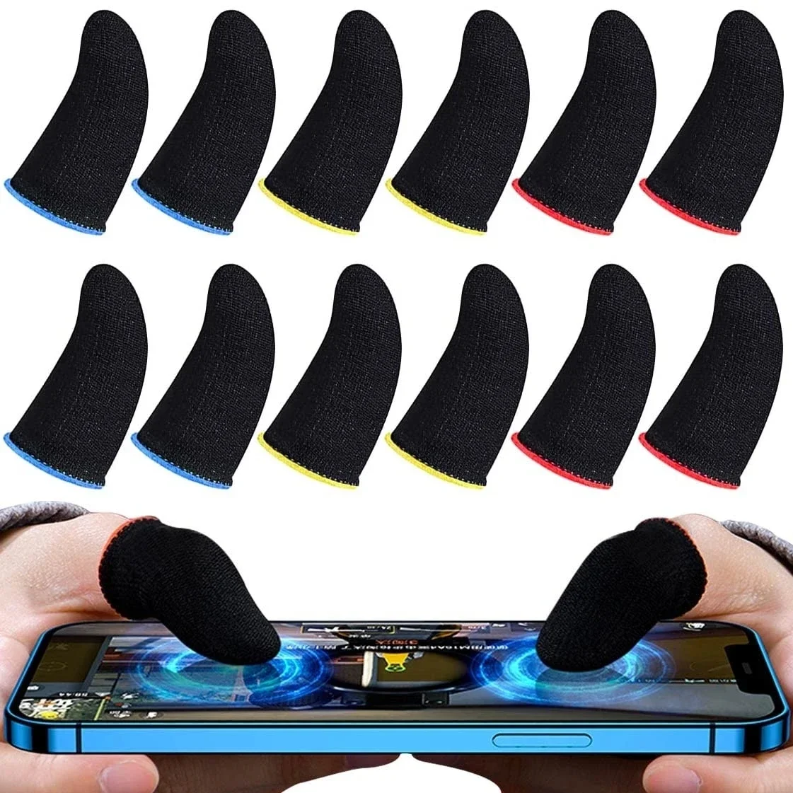 Funda para el dedo para videojuegos, yemas de los dedos transpirables para juego PUBG, antisudor, pantalla táctil súper fina, cubierta para cunas, guante táctil móvil