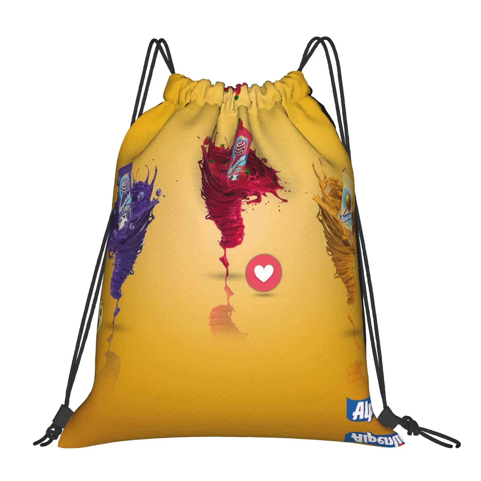 A-Alpenliebee Lollipop Flavor Tornado Social Media Portable Travel Riding Gym Drawstring Storage Sporty Backpacks