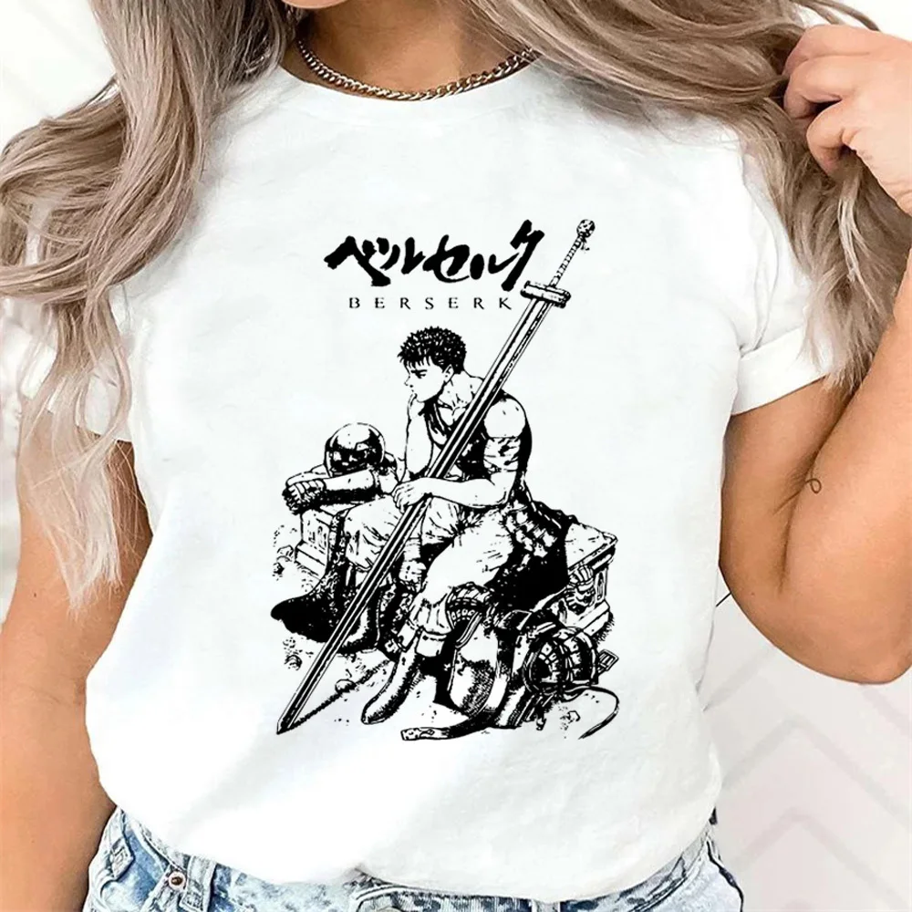 Berserk shirt teen Classic harajuku  anime Comfortable 80s Breathable top tees anime Vintage Trendy harajuku Classic Graphic