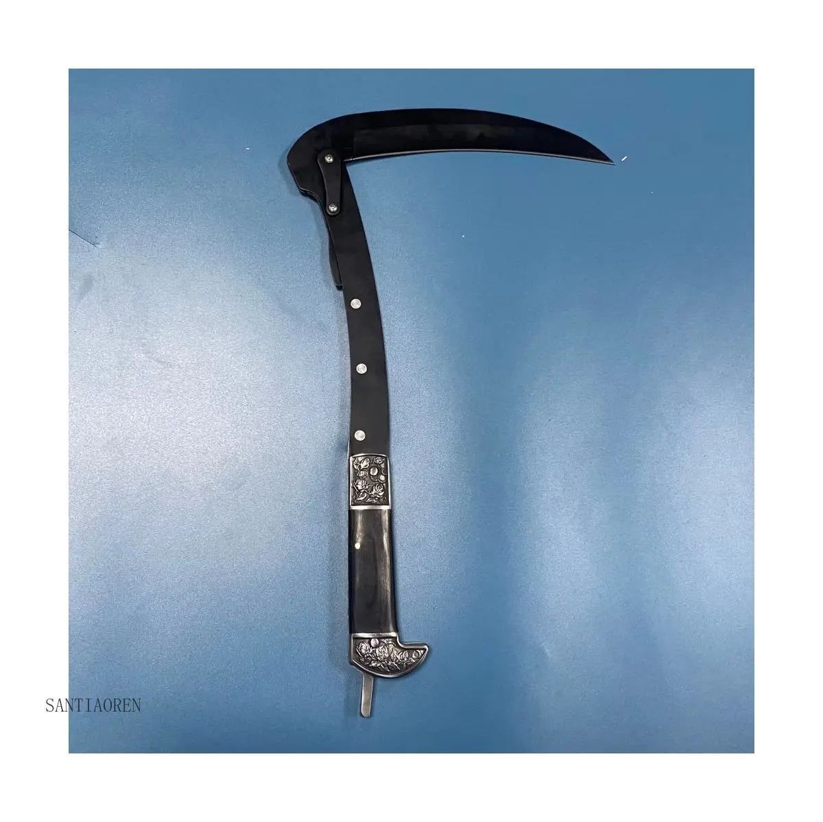 

2025Portable Safety Folding Sickle Garden Tool Wooden Handle Outdoor Sickle with Sheath for Farming Lawn Grass Weeds