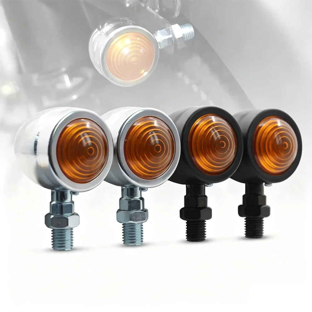 Motorcycle Turn Signals Lights Retro Motorcycle Turn Signals Single Wire Turn Signals Lights Amber Lens Indicator Light 12V 24V