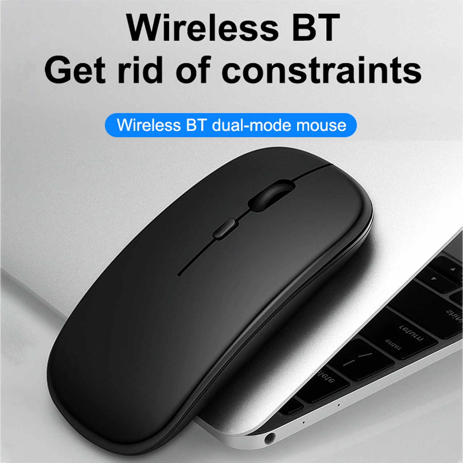 Wireless Mouse with 2.4G Bluetooth-compatible Dual Modes, 1600 DPI Adjustable, Silent Clicking, Portable Ergonomic Laptop Mouse