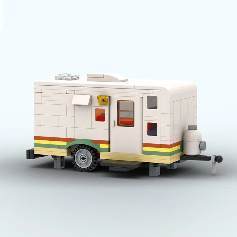 City Car Model MOC Building Bricks Cozy Camper Travel Trailer Caravan Modular Technology Gift Holiday Assemble Children Toy Suit