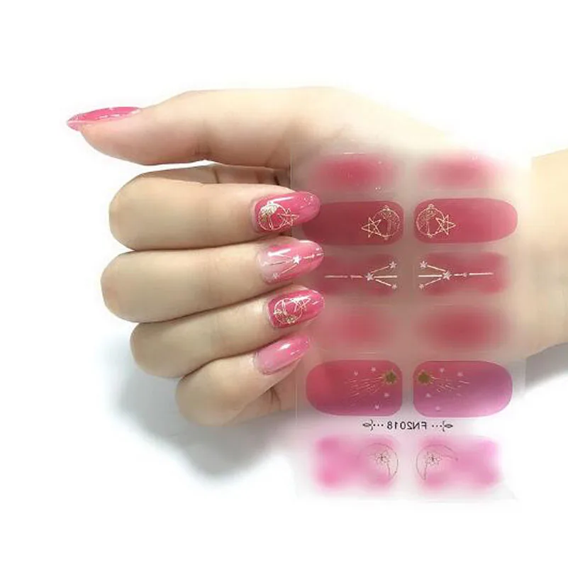 5D 드릴 네일 매니큐어 스티커 데칼 방수 전체 커버 완료 가짜 네일 랩 팁 DIY 네일 스트립 새해 드롭 배송