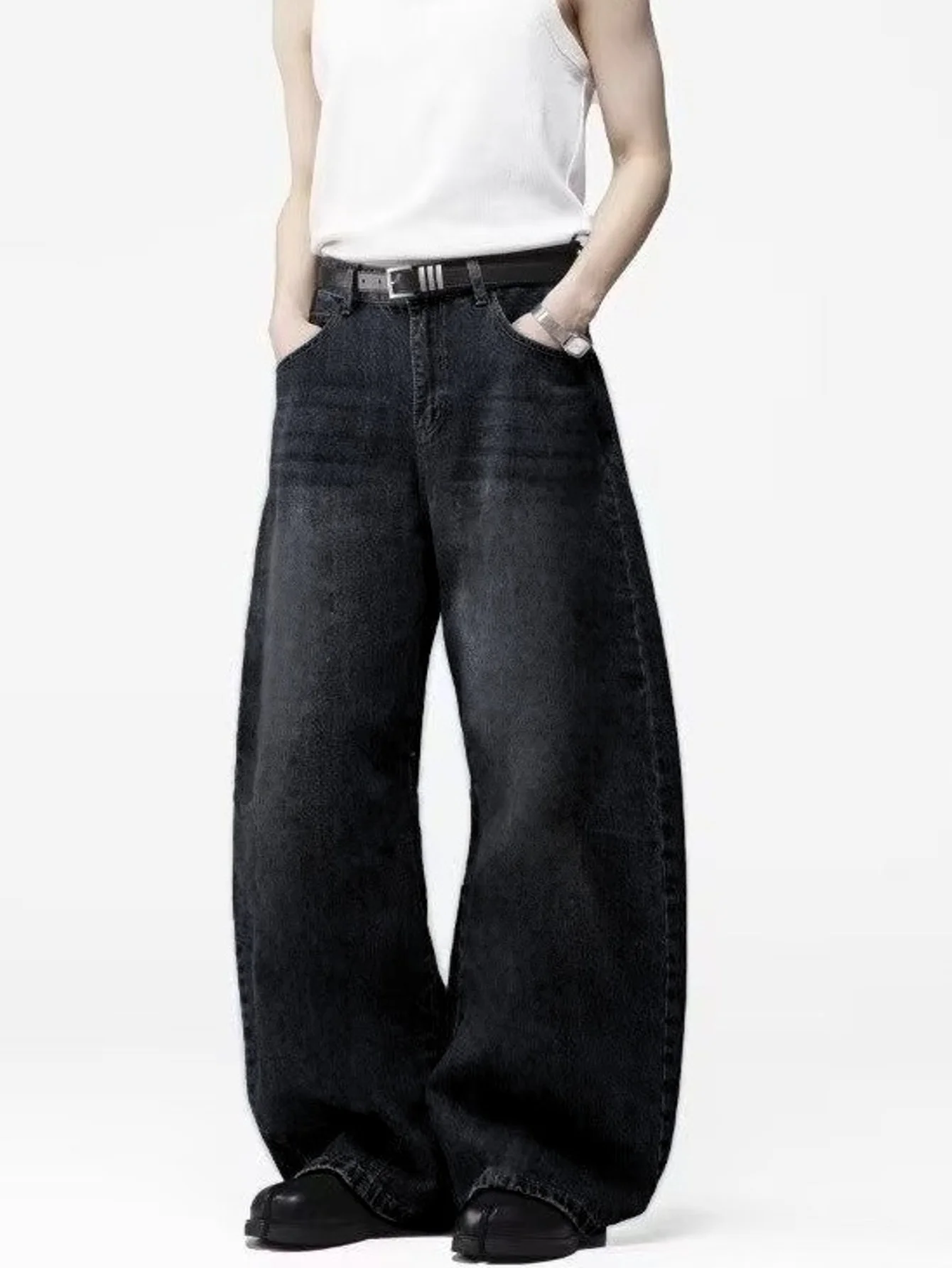Black Baggy Y2K Jeans Pants Unisex Drip For Man No accessories or belts included