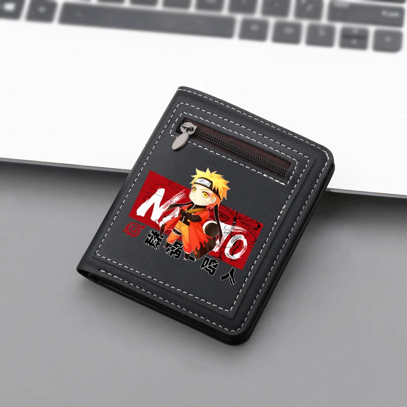 

Naruto Man Wallet Anime Print Short Wallets Portable Card Pack Fashion Zipper Coin Purse Adult Card Holder Male Cool Money Bag